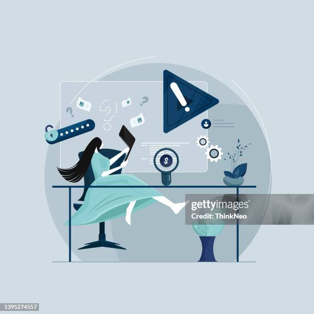 hacker attack with spam and scam alert - phishing email vector stock illustrations