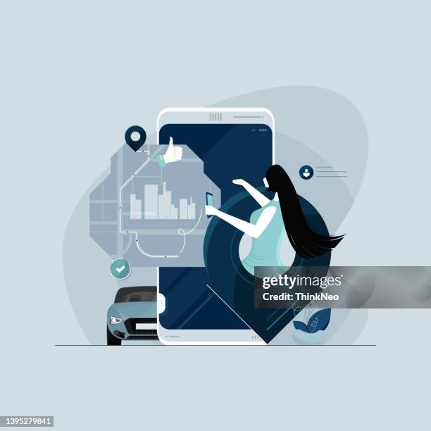 global positioning system and location sharing concept - navigare in internet stock illustrations