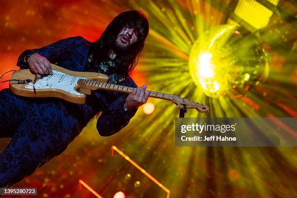 Singer/guitarist Mark Speer of Khruangbin performs at Charlotte Metro Credit Union Amphitheatre on May 03, 2022 in Charlotte, North Carolina.