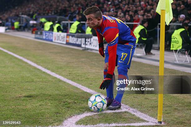 Xherdan Shaqiri of Basel controles the ball during the UEFA Champions League Round of 16 first leg match between FC Basel 1893 and FC Bayern Muenchen...