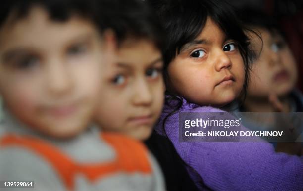 By Vessela Sergueva Picture taken on February 15, shows Roma children in the Social - medical centre in the Roma suburb of "Fakulteta", during a...
