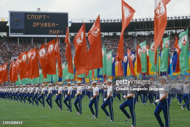 Opening ceremony at the Lenin stadium for the Friendship Games which were held as a substitute for Los Angeles Olympic Games "boycotting countries"...