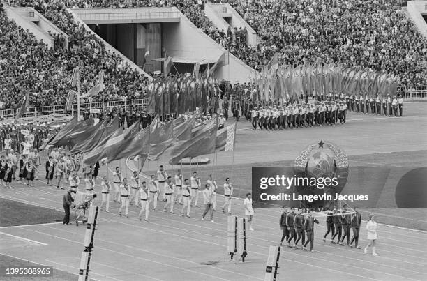 Opening ceremony at the Lenin stadium for the Friendship Games which were held as a substitute for Los Angeles Olympic Games "boycotting countries"...