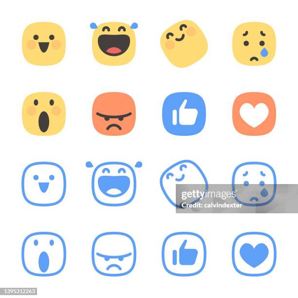 emoticons essential pack for social media - wellness program stock illustrations