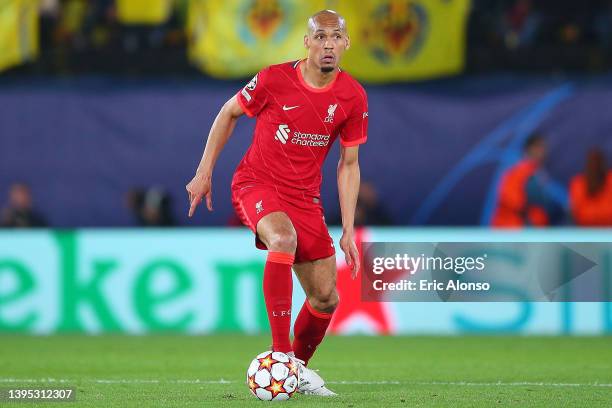 Fabinho of Liverpool runs with the ball during the UEFA Champions League Semi Final Leg Two match between Villarreal and Liverpool at Estadio de la...