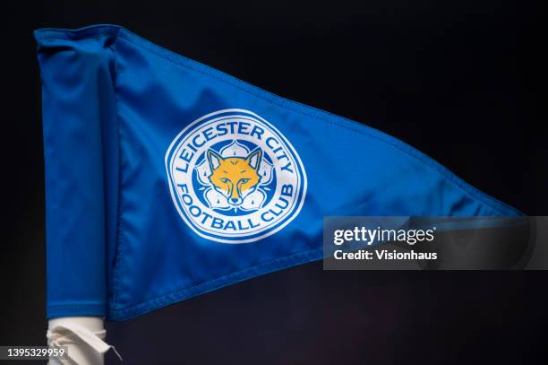 The official Leicester City club badge on a corner flag during the Premier League match between Leicester City and Aston Villa at The King Power...