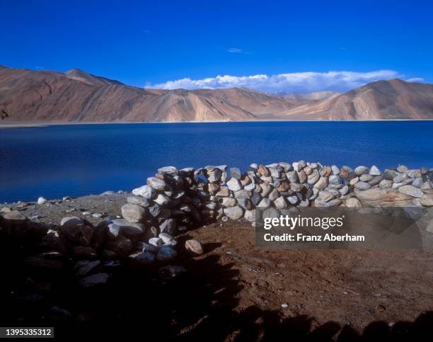 pangong lake, ladakh - kashmir valley - fotografias e filmes do acervo