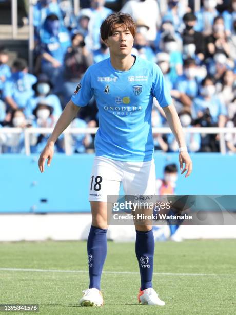Koki Ogawa of Yokohama FC looks on during the J.LEAGUE Meiji Yasuda J2 14th Sec. Match between Yokohama FC and Roasso Kumamoto at NHK Spring...