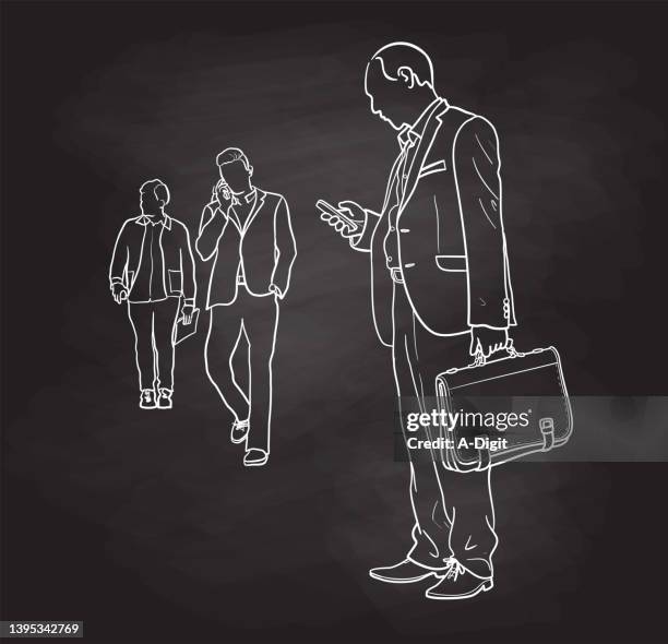 business old briefcase with a crowd blackboard - pavement texture stock illustrations