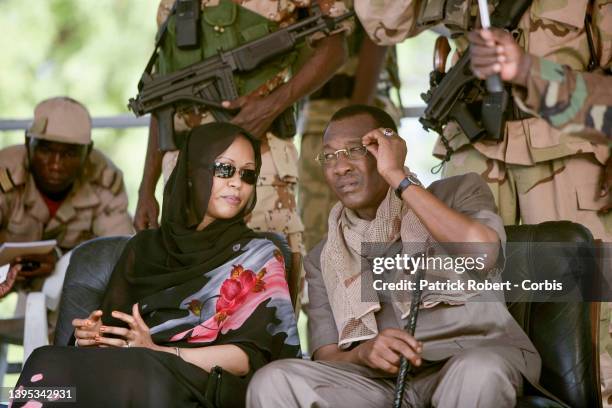 Le Président Idriss Deby Itno du Tchad assiste à une manifestation pour la Paix organisée par le Parti gouvernemental MPS en compagnie de sa dernière...