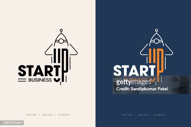start up typography logo design - start new business stock illustrations