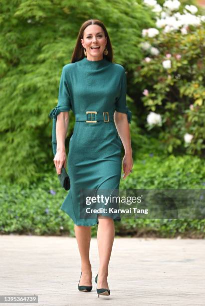 Catherine, Duchess of Cambridge arrives to present The Queen Elizabeth II Award for British Design at the Design Museum on May 04, 2022 in London,...