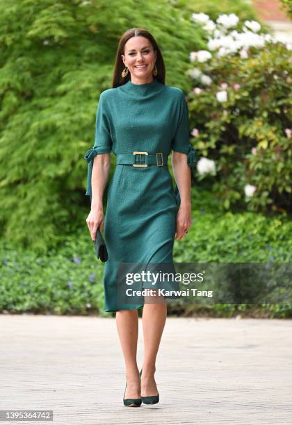 Catherine, Duchess of Cambridge arrives to present The Queen Elizabeth II Award for British Design at the Design Museum on May 04, 2022 in London,...