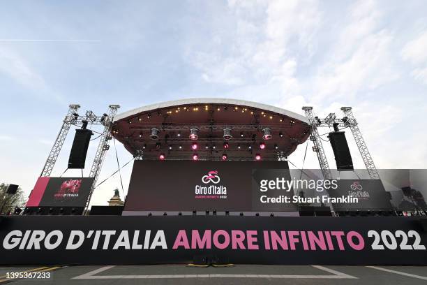 General view of the stage prior to the Team Presentation of the 105th Giro d'Italia 2022 at Heroes’ Square / #Giro / #WorldTour / on May 04, 2022 in...
