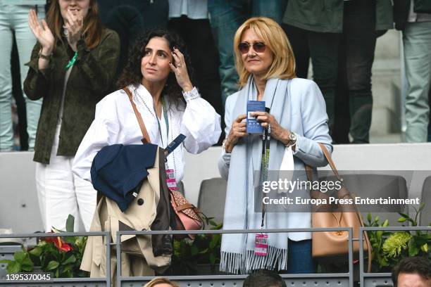 Xisca Perello and Ana Maria Parera attend Rafael Nadal's match against Miomir Kecmanovic at the Mutua Madrid Open, on May 4 in Madrid, Spain.