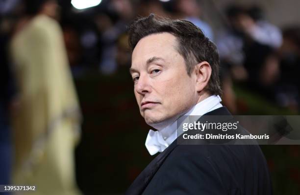 Elon Musk attends The 2022 Met Gala Celebrating "In America: An Anthology of Fashion" at The Metropolitan Museum of Art on May 02, 2022 in New York...
