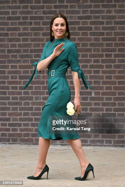 Catherine, Duchess of Cambridge departs after presenting The Queen Elizabeth II Award for British Design at the Design Museum on May 04, 2022 in...