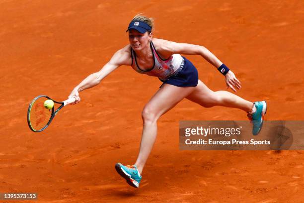 Ekaterina Alexandrova of Russia in action against Amanda Amisinova of United States during the Mutua Madrid Open 2022 celebrated at La Caja Magica on...