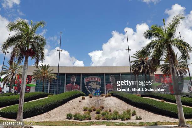 The exterior of the FLA Live Arena prior to the Florida Panthers hosting the Washington Capitals in Game One of the First Round of the 2022 Stanley...