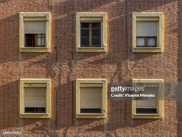 six neighborhood windows in the morning - jalousie stock pictures, royalty-free photos & images