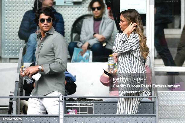 Pablo Castellano and Maria Pombo attend Rafael Nadal's match against Miomir Kecmanovic at the Mutua Madrid Open, on May 4 in Madrid, Spain.