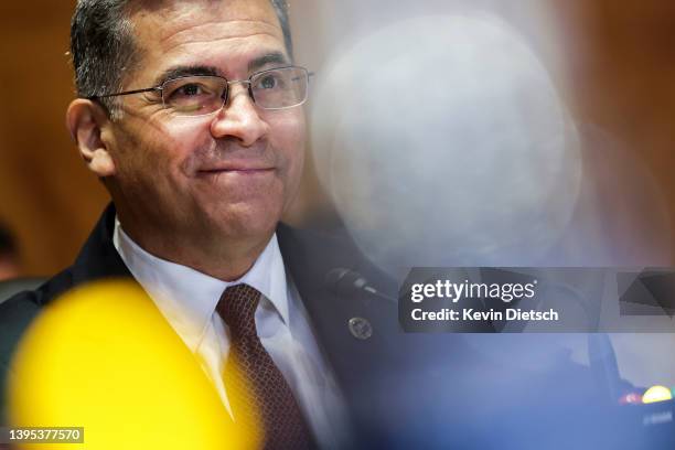 Secretary of the Department Of Health And Human Services Xavier Becerra testifies before a Senate Appropriations Subcommittee, on Capitol Hill, May...