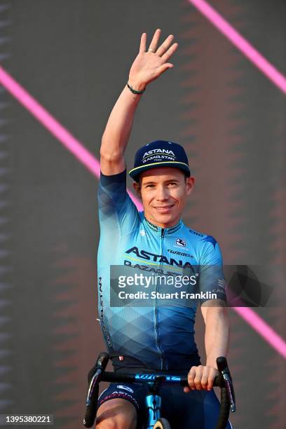 Miguel Ángel López Moreno of Colombia and Team Astana – Qazaqstan waves to the crowd during the Team Presentation of the 105th Giro d'Italia 2022 at...