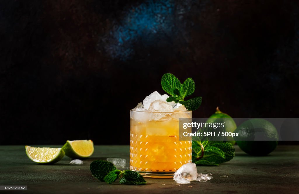 Mai Tai trendy alcoholic cocktail with rum