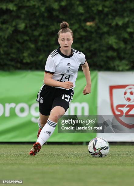 Maila Herzig of Germany runs with the ball during the International Friendly match between Hungary U15 Girls and Germany U15 Girls at Telki Training...