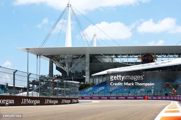General view of Hard Rock Stadium at the circuit during previews ahead of the F1 Grand Prix of Miami at the Miami International Autodrome on May 04,...