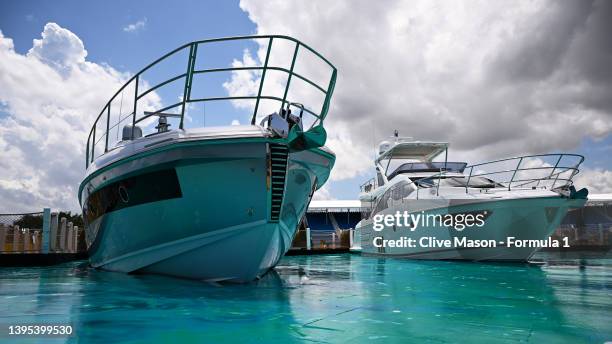 General view of boats at the circuit during previews ahead of the F1 Grand Prix of Miami at the Miami International Autodrome on May 04, 2022 in...