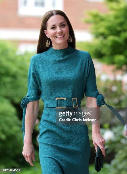 Catherine, Duchess of Cambridge arrives at the Design Museum on May 04, 2022 in London, England. The Duchess of Cambridge will present The Queen...