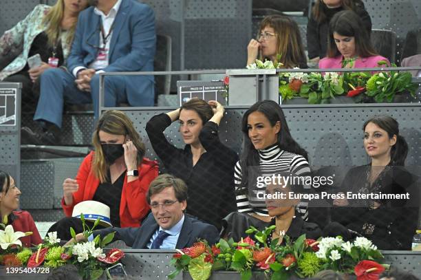 Jose Luis Martinez-Almeida, Begoña Villacis, Claudia Rodriguez and Andrea Levy attend Rafael Nadal's match against Miomir Kecmanovic at the Mutua...