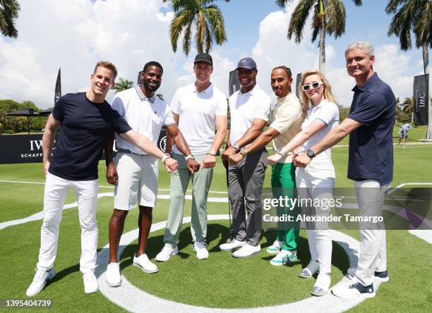 Schaffhausen CEO Christoph Grainger-Herr, Dibia DREAM Founder and CEO Brandon Okpalobi, IWC brand ambassador and seven-time World Champion...