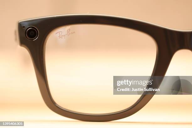 Ray-Ban Smart Glasses are displayed during a media preview at the new Meta Store on May 04, 2022 in Burlingame, California. Meta is set to open its...