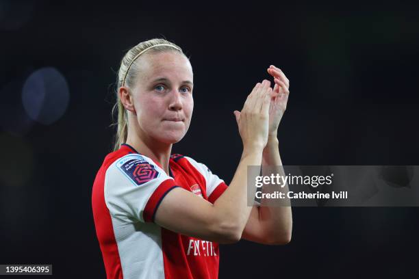 Beth Mead of Arsenal applauds the fans after the Barclays FA Women's Super League match between Arsenal Women and Tottenham Hotspur Women at Emirates...