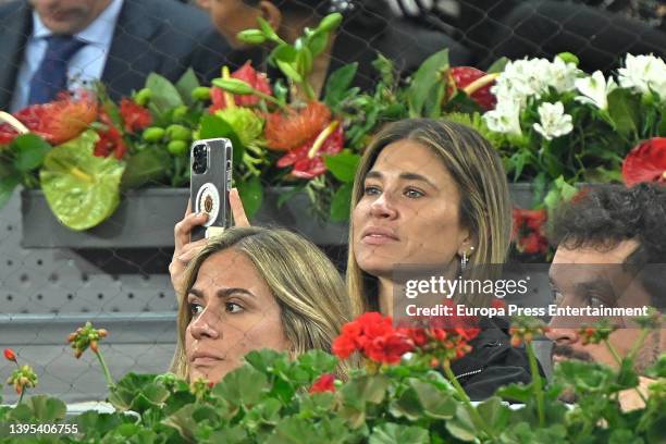 Carla Pereyra attends Rafael Nadal's match against Miomir Kecmanovic at the Mutua Madrid Open on May 4 in Madrid, Spain.