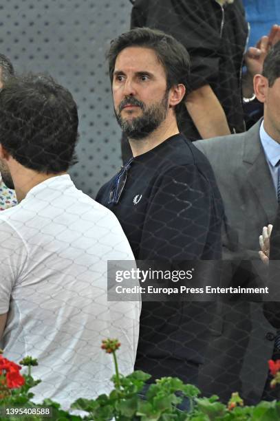 Julian Lopez attends Rafael Nadal's match against Miomir Kecmanovic at the Mutua Madrid Open on May 4, 2022 in Madrid, Spain.