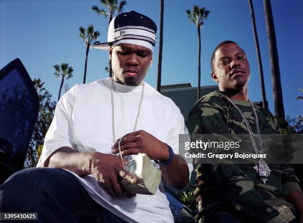 Rappers 50 Cent and Mase at the Beverly Hills Hotel in November, 2005 in Beverly Hills, California.