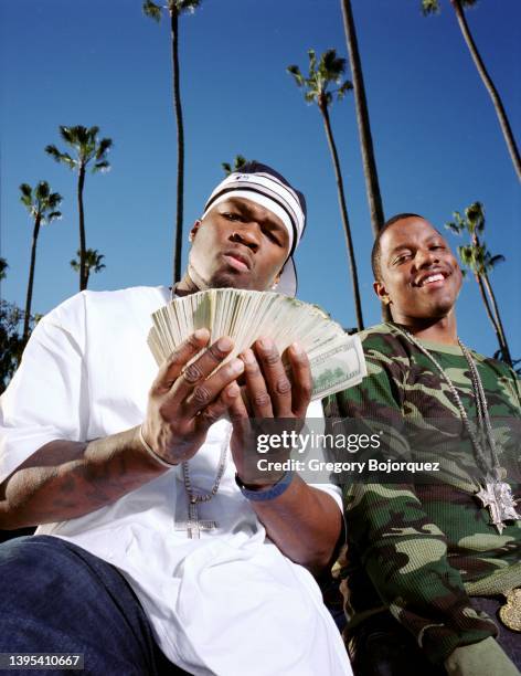 Rappers 50 Cent and Mase at the Beverly Hills Hotel in November, 2005 in Beverly Hills, California.