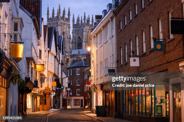 low petergate street, york minster, york, yorkshire, england - north yorkshire stock pictures, royalty-free photos & images