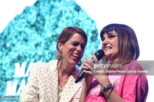 Rozalen and Laura Baena attend "La hora de Cuidarse" Tour on May 04, 2022 in Malaga, Spain. Malasmadres On Tour is a project that started in 2019 and...