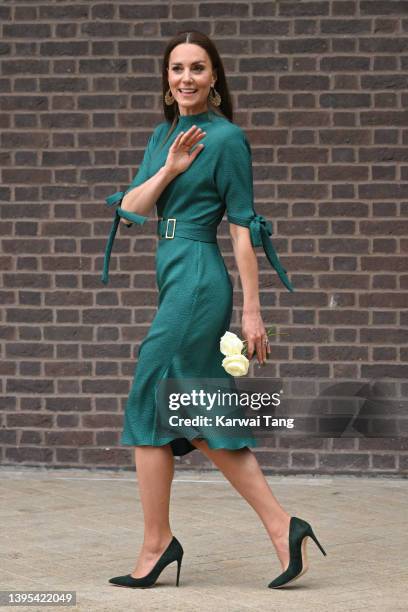 Catherine, Duchess of Cambridge departs after presenting The Queen Elizabeth II Award for British Design at the Design Museum on May 04, 2022 in...