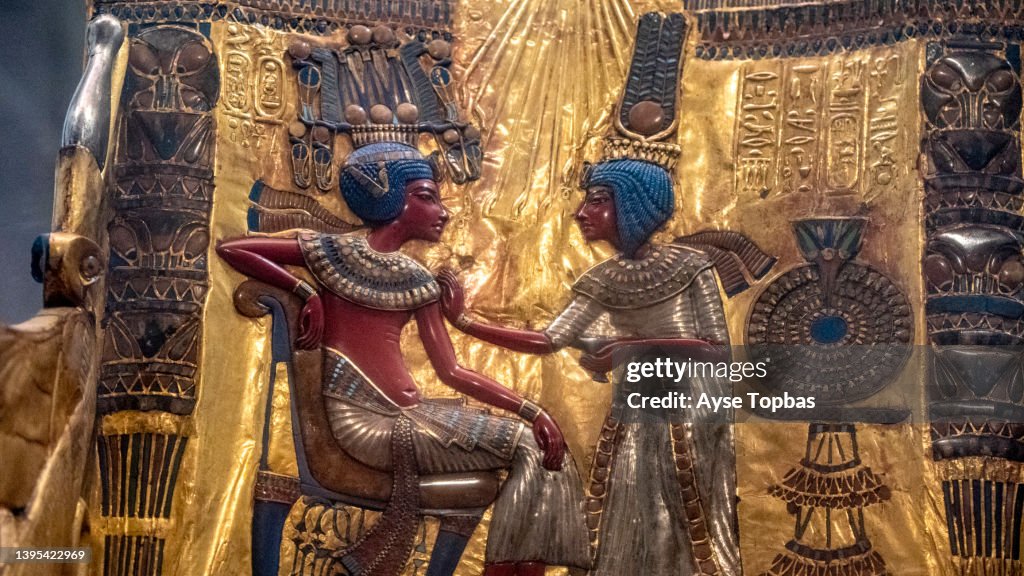 The Golden Throne of Tutankhamun in Egyptian Museum, Cairo City, Egypt 10/07/2019