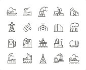 Industry icon set. Editable stroke weight. Pixel perfect icons.