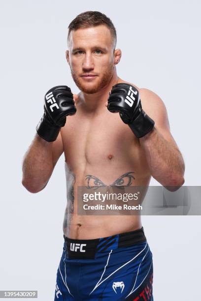 Justin Gaethje poses for a portrait during a UFC photo session on May 4, 2022 in Phoenix, Arizona.