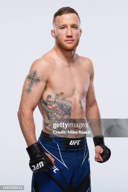 Justin Gaethje poses for a portrait during a UFC photo session on May 4, 2022 in Phoenix, Arizona.