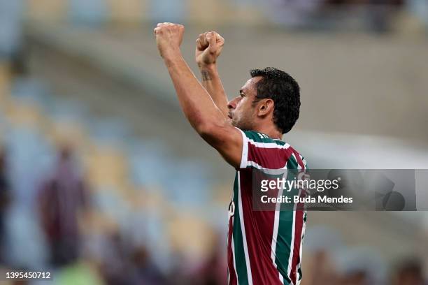 Fred of Fluminense celebrates the victory against Junior after the match between Fluminense and Junior as part of Copa CONMEBOL Libertadores 2022 at...