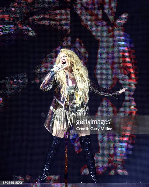Paulina Rubio performs in concert on the "Perrisimas Tour" at HEB Center on May 04, 2022 in Cedar Park, Texas.