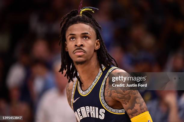 Ja Morant of the Memphis Grizzlies against the Golden State Warriors during Game Two of the Western Conference Semifinals of the NBA Playoffs at...